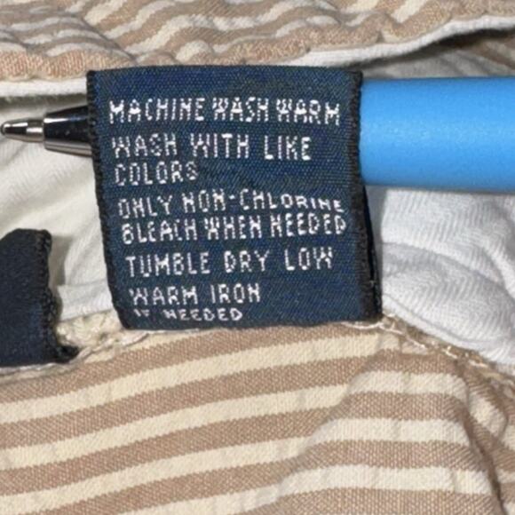 Polo Ralph Lauren Men’s Bermuda Shorts 46 Beige Brown Striped Seersucker Cotton - Picture 8 of 11